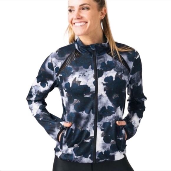 Zyia Blue‎ Floral Pro Trainer Zip Jacket XXXL Plus - Picture 1 of 8